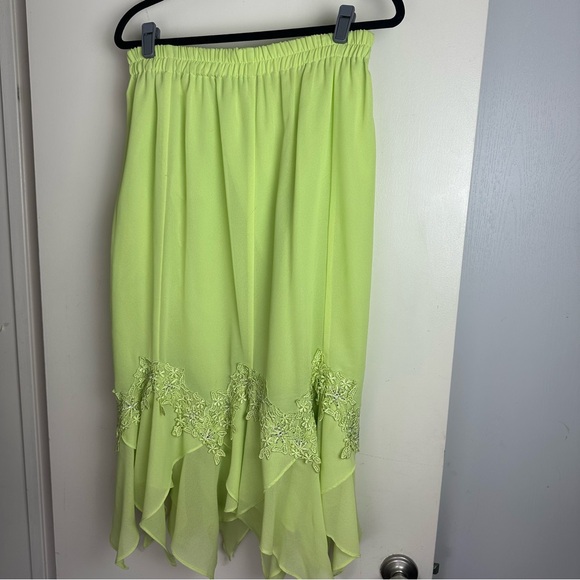 Vintage Y2K Grunge Fairy Embroidered Rhinestone Trim Asymmetrical Hem Skirt M-L - Picture 5 of 16